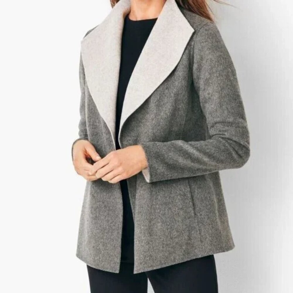 Talbots Double-Faced Wool Open Jacket, Size S, Li… - image 1